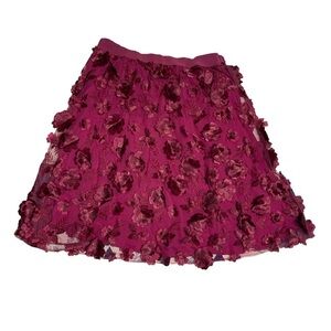 Anthropologie Pink Floral A-Line Skirt